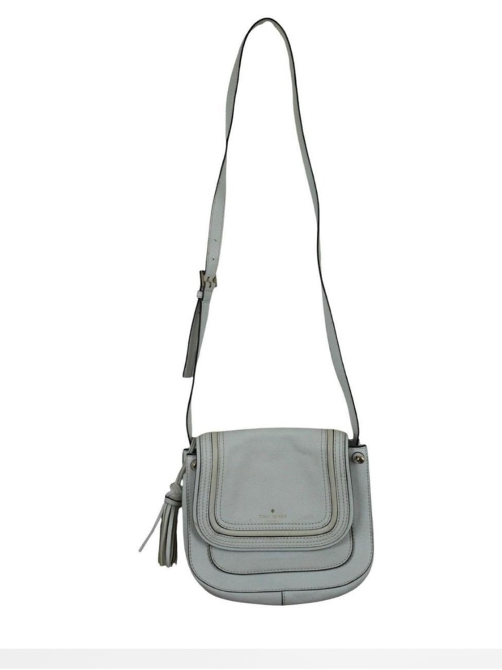 Kate Spade New York Light Gray Shoulder Bag with Tassel and Adjustable Strap - Picture 2 of 15